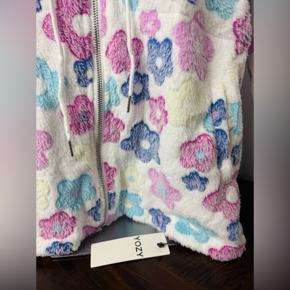 Floral Zip Up Long Sleeve Boutique Teddy Coat with Pockets - NWT 2XL - Picture 10 of 10